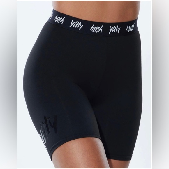 Yitty Major Label Shaping High Waist Logo Waistband Shorts Black Large - Picture 2 of 8